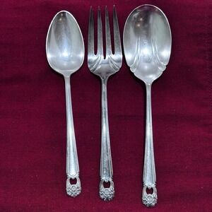 1847 ROGERS BROS Silverplate Eternally Yours Serving Pieces (3) Spoons & Fork